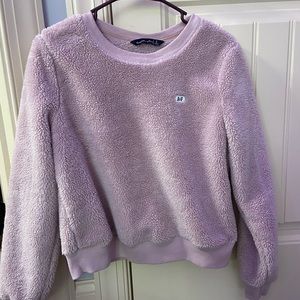 pink fluffy a&f sweater
